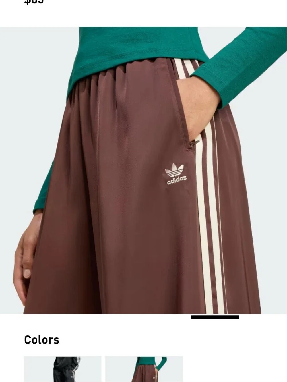 NWT ADIDAS SATIN WIDE LEG PANTS - Picture 5 of 5